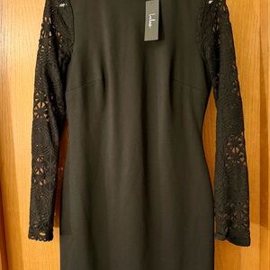 Lulu's Black Dress with Lace Sleeves
